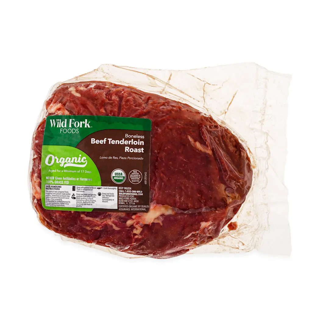1656 WF PACKAGED Organic Beef Tenderloin Roast Beef